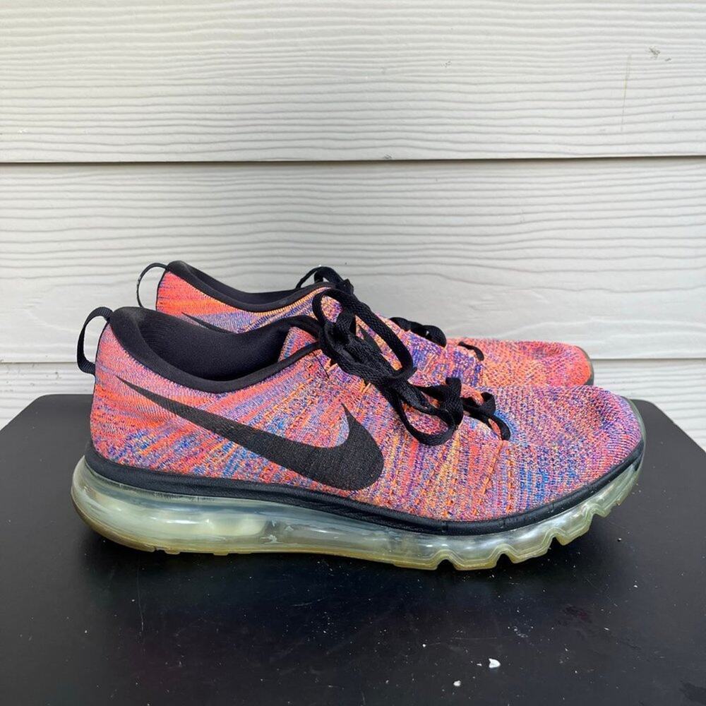 Nike men's Air Max Flyknit Blue Concord Crimson Sneakers Sz 11 Style 620469-404